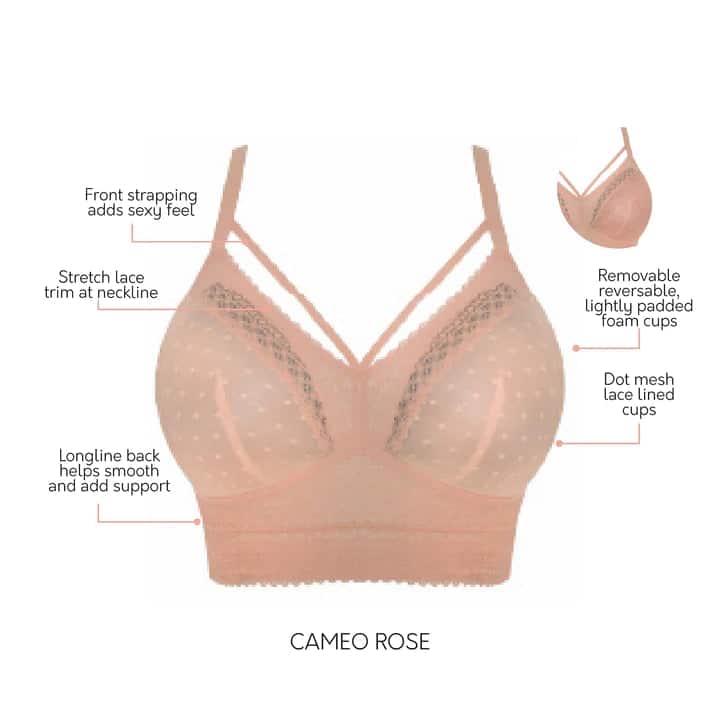 Mia Dot Longline Bralette 6011 - Cameo Rose
